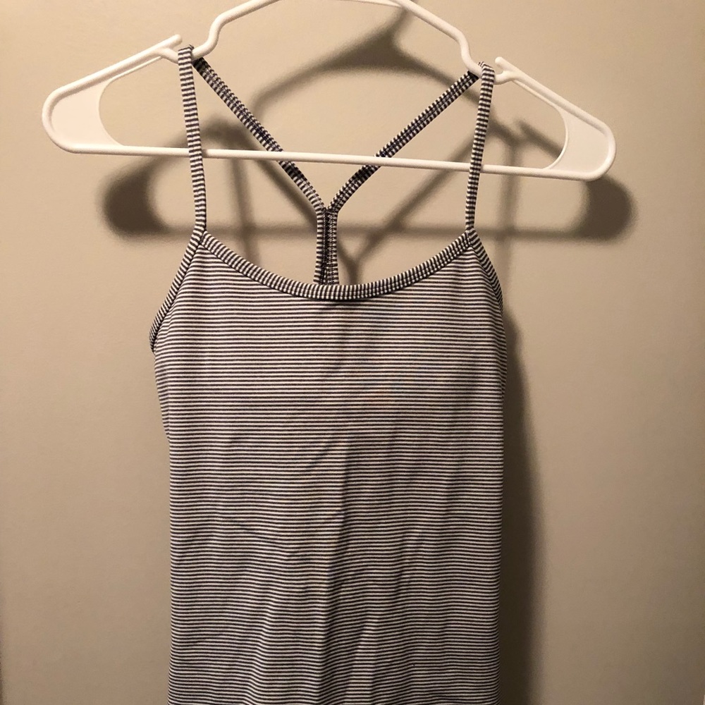 Lululemon Power Y Tank in grey stripe size 6